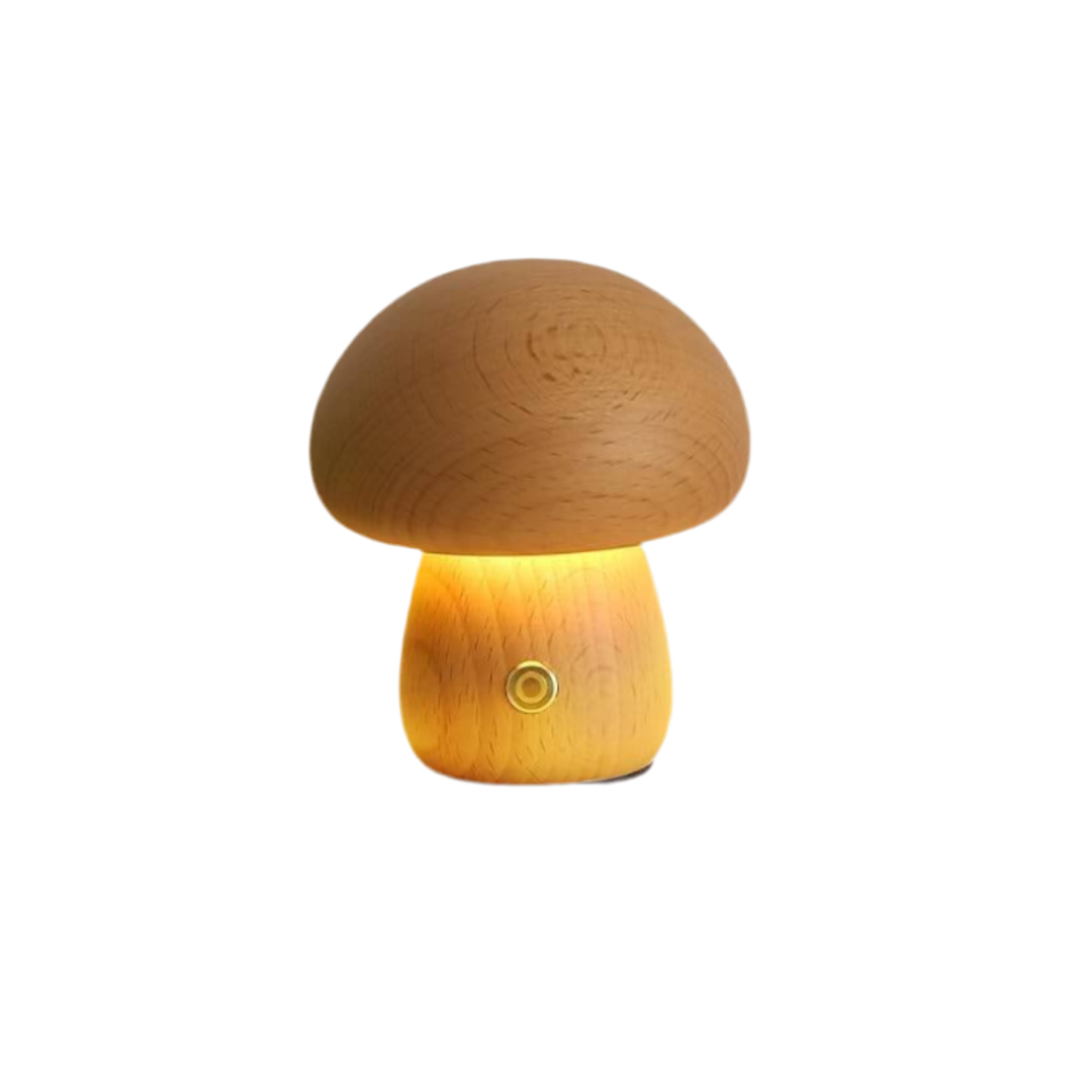 Holz Pilz Tischlampe