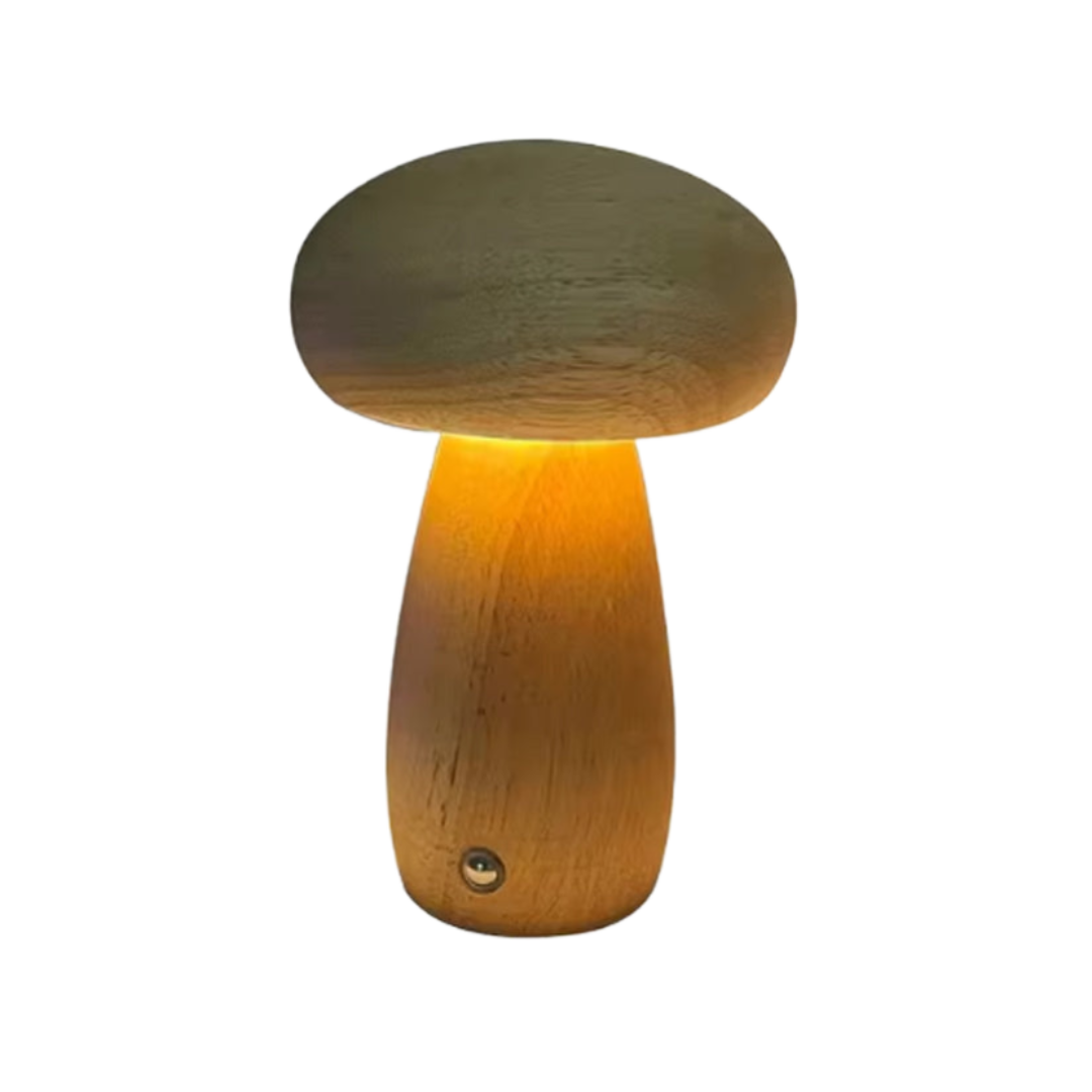 Holz Pilz Tischlampe